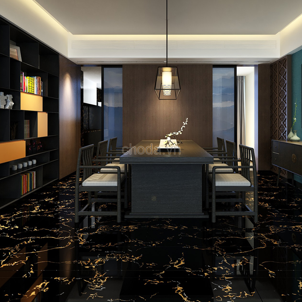 Gạch Đen Vân Vàng 60X60 Catalan 66051 Đá Bóng Kính