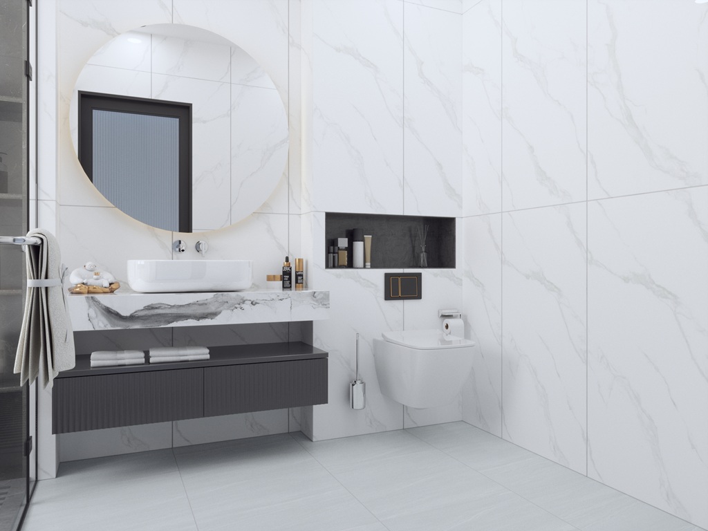 Gạch Lát Nền Trắng Vân Khói 60x120 Đá Mờ Feliz FE61201