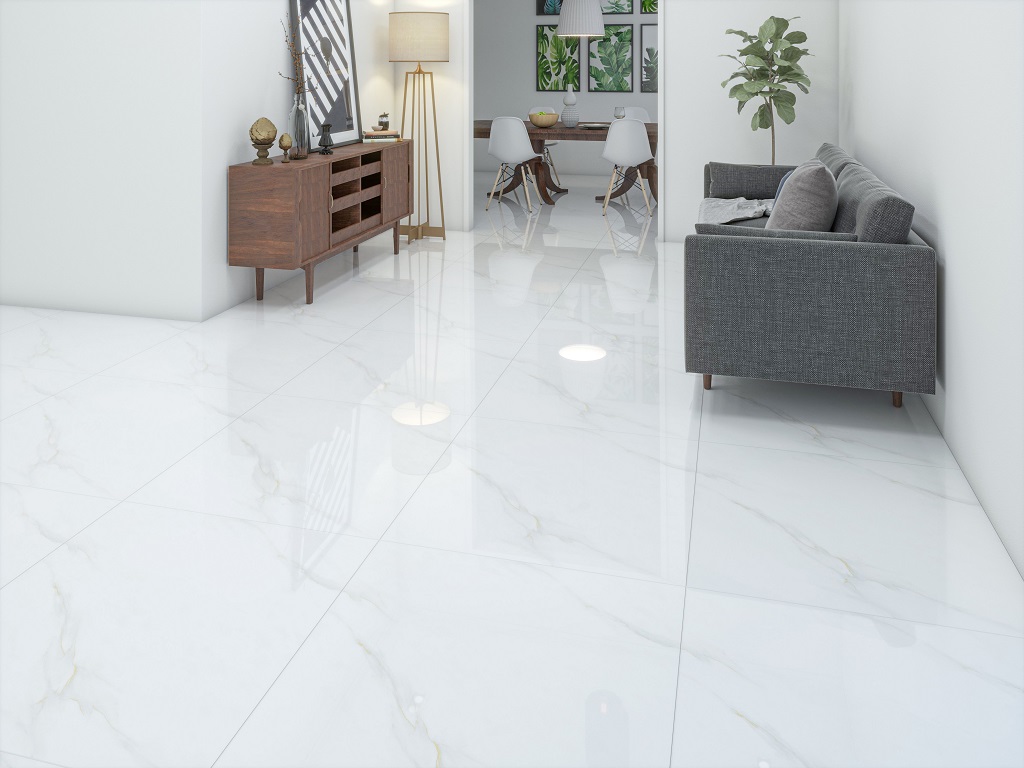 Gạch Trắng Vân Khói 80x80 Mikado HPM8007 Đá Bóng Kính