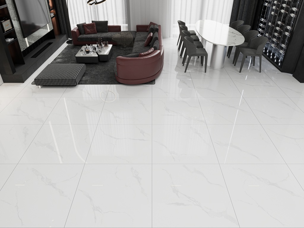 Gạch Lát Nền Trắng Vân Mây 80x80 Đá Bóng Kính Feliz FV80001