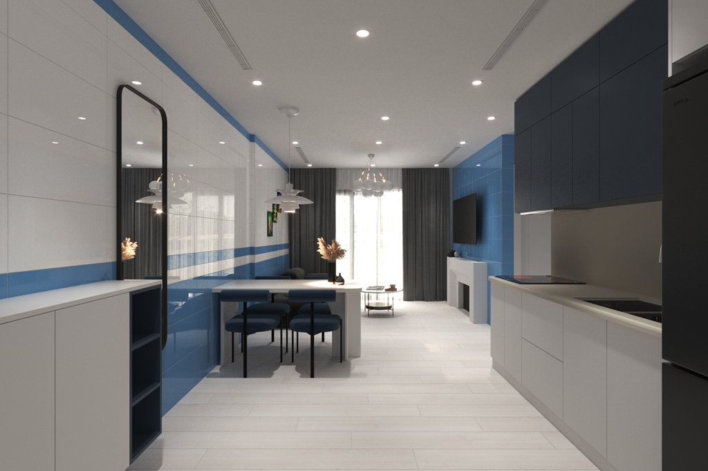 Gạch Màu Xanh Dương 30x60x0.58 Apodio US3982 Đá Bóng Kính không gian