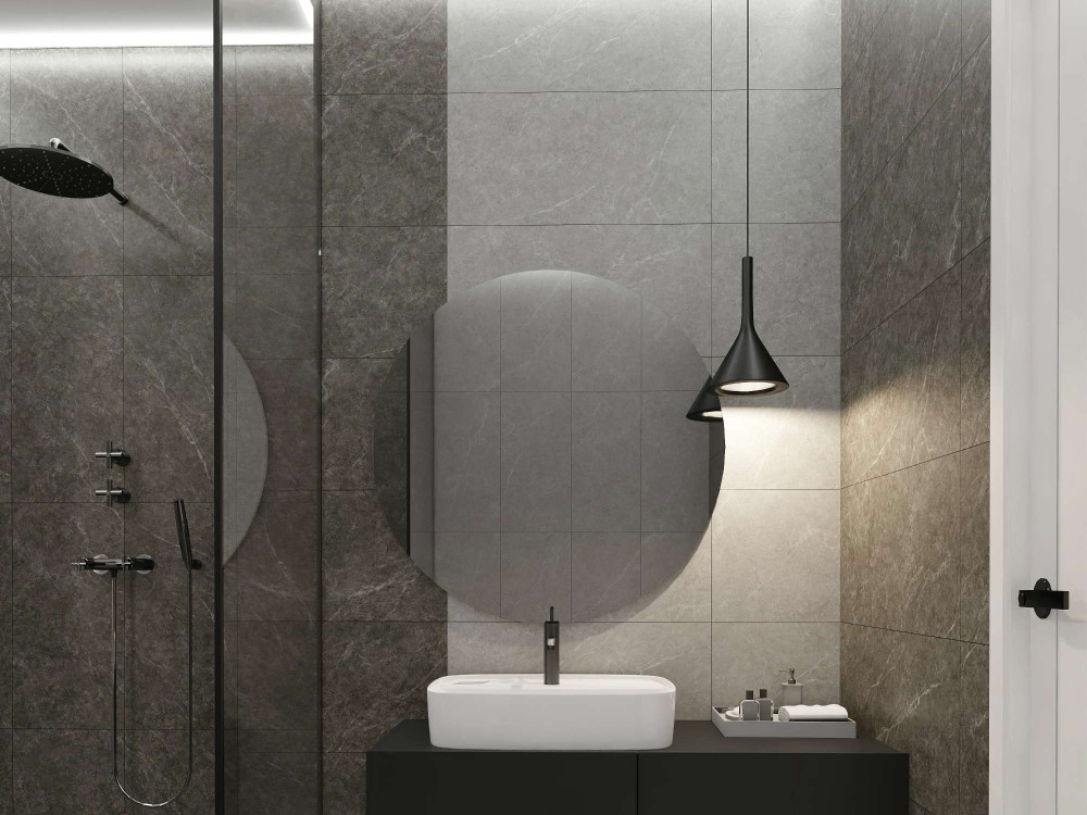 Phối cảnh gạch vân đá 30x60 Việt Ý GA-M36008 đá mờ trong không gian nội thất
