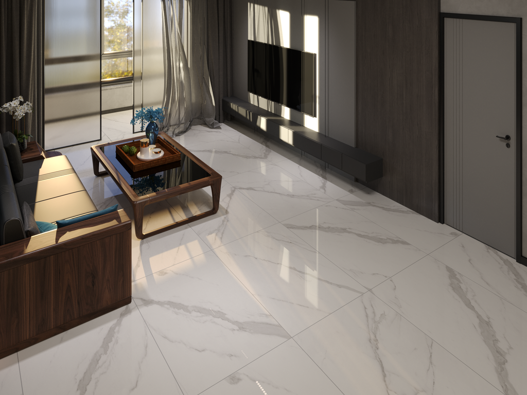 Gạch Khổ Lớn Trắng Vân Khói 80x120 Apodio BL 81807 Đá Bóng Kính lát sàn