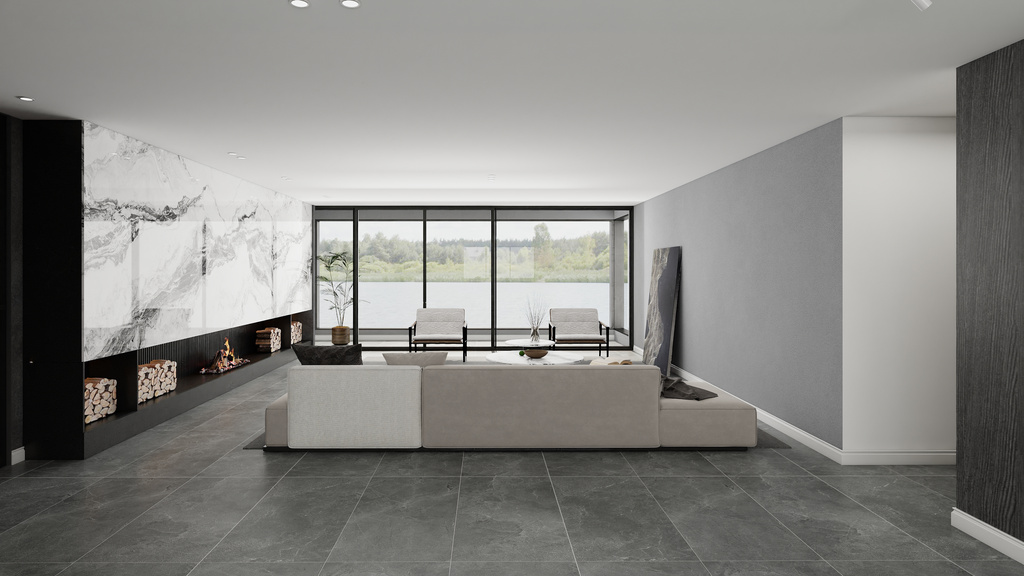 Gạch vân đá 60x120 Apodio đá mờ phối cảnh phòng