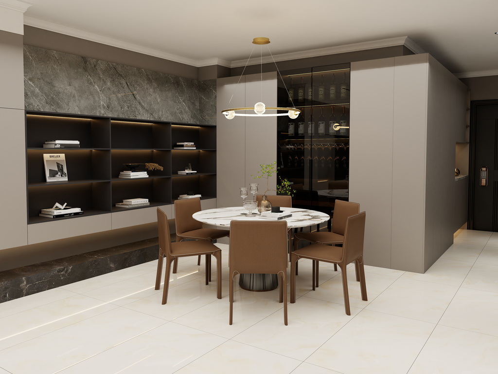 Phối cảnh Gạch Vân Đá 60x120 Apodio MA.61.8011 Đá Bóng Kính